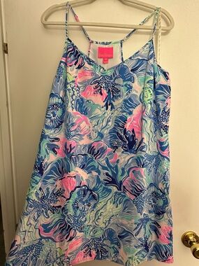 Lilly Pulitzer Pastel Floral Slip Dress - Blue Pink Seafoam